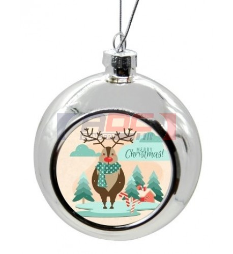 Boule de Noël Ø 8 cm coloris argent à suspendre avec plaque sublimable (vendu à l'unité)