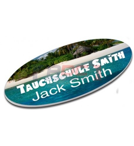 Badge plastique ovale ou rectangulaire - 4 dimensions (vendu à l'unité)