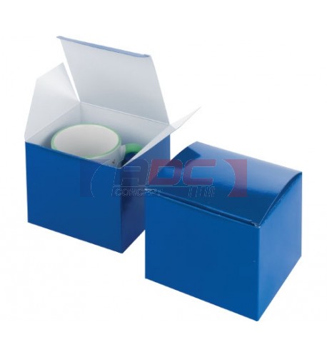 Boite cadeau bleue avec fixation pour mug 13 x 12 x 10,5 cm