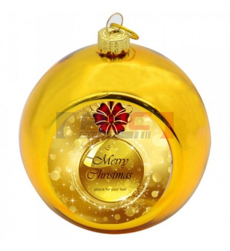 Boule de Noël Ø 8 cm coloris or à suspendre avec plaque sublimable (vendu à l'unité)