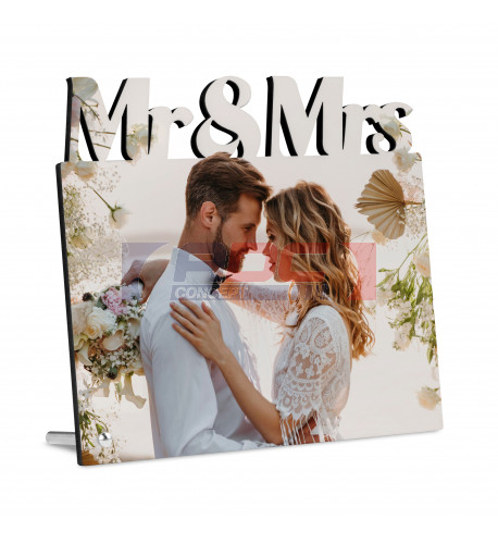 Cadre photo en MDF Lettrage Mr & Mrs 18,6 x 17,2 cm (vendu à l'unité)