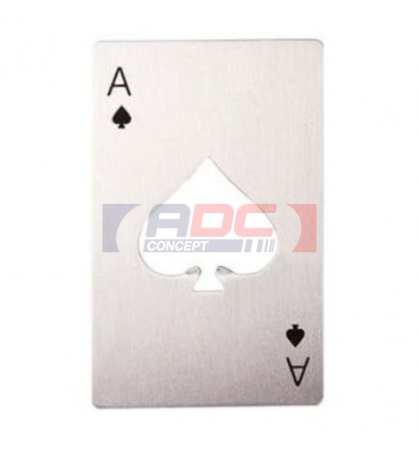 Décapsuleur en métal argenté format carte de poker (vendu à l'unité)