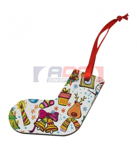 Décoration de Noël à suspendre forme botte en MDF dos noir (vendu à l'unité)