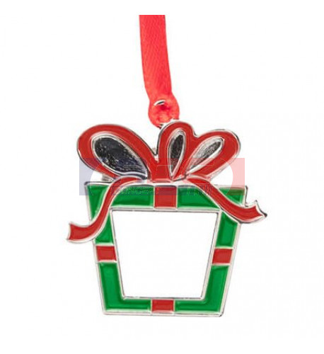 Décoration de Noël à suspendre en métal forme Boite cadeau 4,7 x 5 cm (vendu à l'unité)