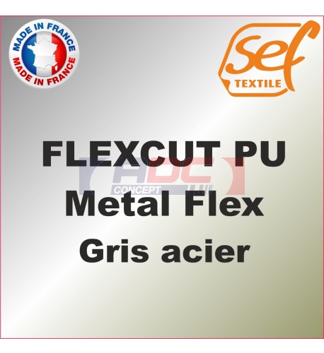 PU Métalflex Gris Acier Métal - Vinyle thermocollant 60 microns