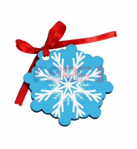 Décoration de Noël à suspendre en MDF dos marron forme Flocon Ø 7,6 cm (vendu à l'unité)