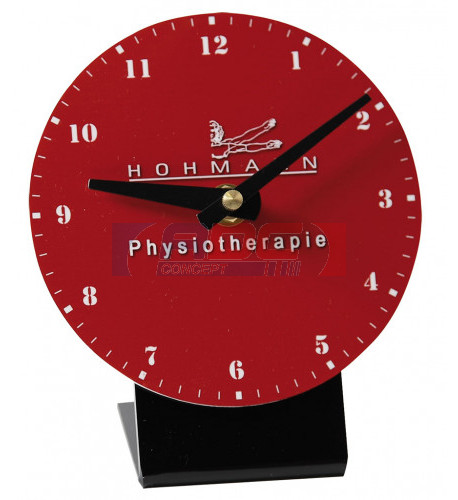 Horloge de table ronde plastique Ø 12 cm avec support noir (vendu à l'unité)