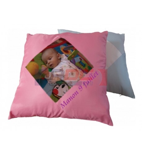 Housse de coussin en satin rose 43 x 43 cm avec carré intérieur sublimable