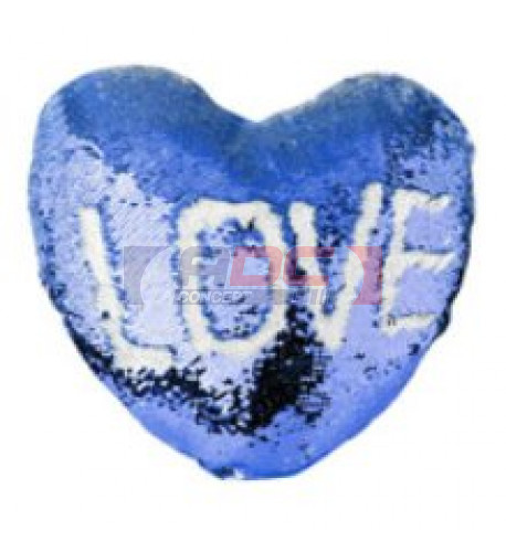Housse de coussin coeur bleu royal 39 x 44 cm à sequins réversibles blancs pour sublimation (vendu à l'unité)