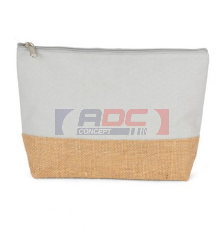 Pochette KI0276 en toile de coton et jute Snow Grey / Naturel (vendu à l'unité)