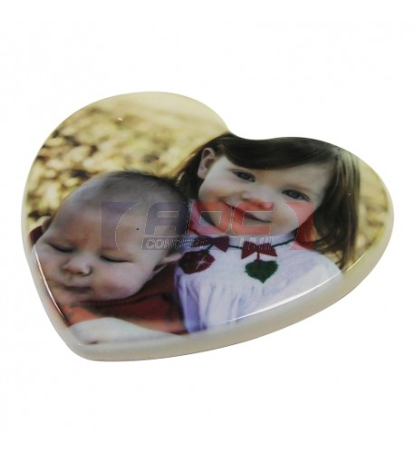 Magnet blanc en polymère (plastique incassable) format coeur (vendu à l'unité)