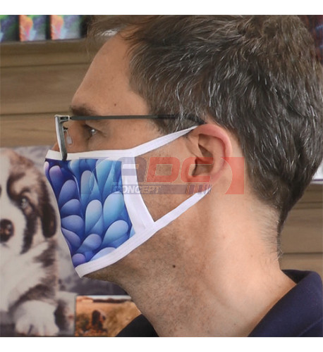 Masque respiratoire blanc 100% polyester extérieur 80% coton intérieur taille L 19 x 12 cm (vendu à l'unité)