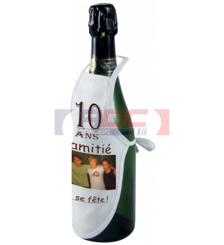 Mini tablier de bouteille en tissu blanc 100% polyester 13,5 x 23,5 cm (vendu à l'unité)