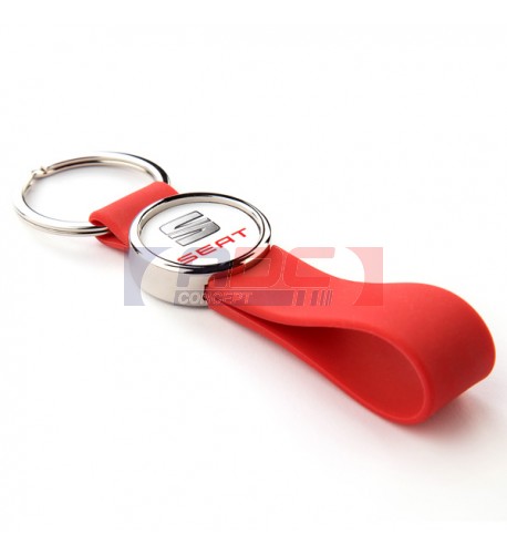 Lot de 100 porte-clés lanière silicone couleur rouge MR25-SR avec marquage rond 