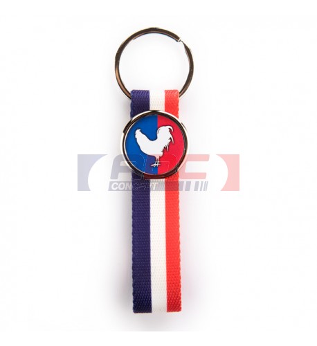 Lot de 100 porte-clés lanière tissu couleur "France" MR25-TF avec marquage rond 