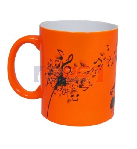 Mug céramique traité 100% polyester couleur orange fluo