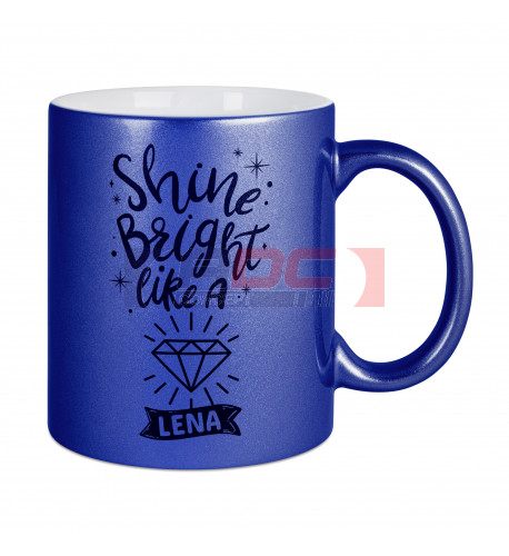 Mug Lena en céramique avec effet nacré bleu Ø 82 mm H 95 mm (vendu à l'unité)