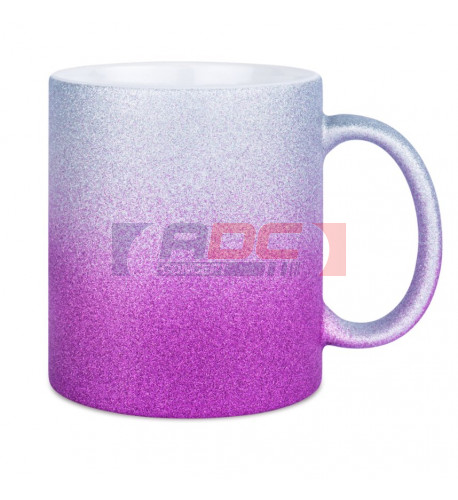 Mug en céramique Glitter (pailletés) avec dégradé de couleurs violet/argent