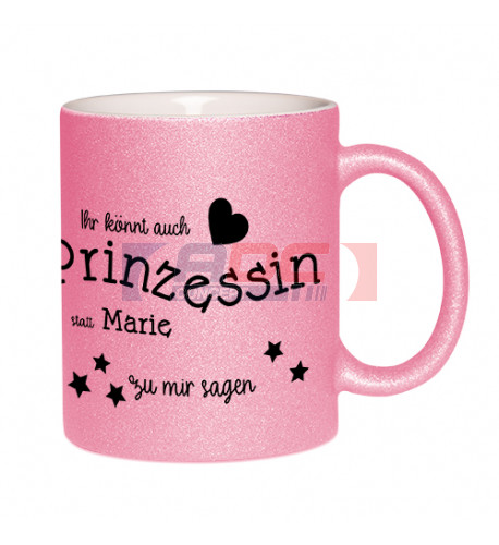 Mug Glitter pailleté en céramique rose intérieur blanc Ø 8 cm H 9,8 cm