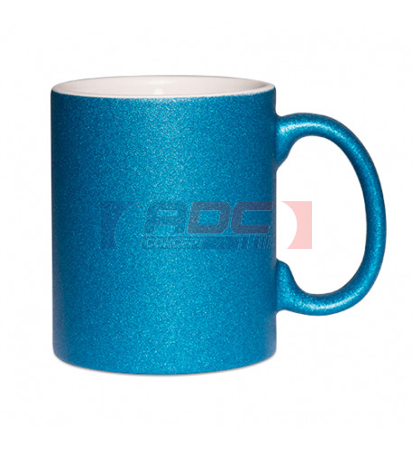 Mug Glitter pailleté en céramique bleu intérieur blanc Ø 8 cm H 9,8 cm