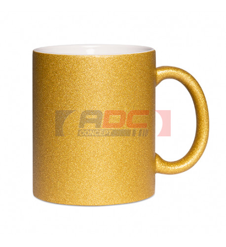 Mug Glitter pailleté en céramique or intérieur blanc Ø 8 cm H 9 cm