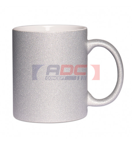 Mug Glitter pailleté en céramique argent intérieur blanc Ø 8 cm H 9 cm