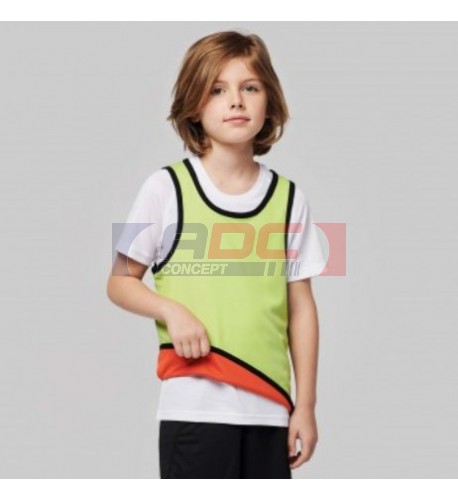 Chasuble enfant sportif réversible 100% polyester biais élastiqués- 2  tailles - 4 coloris