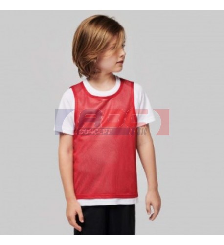 Chasuble enfant sportif 100% polyester maille en filet - 2 tailles - 9  coloris