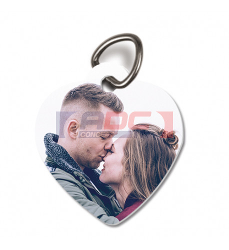 Pendentif blanc en aluminium pour forme coeur avec anneau 31 x 34 mm marquage 2 faces (vendu à l'unité)