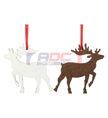 Décoration de Noël à suspendre en MDF dos marron forme Renne 9,8 x 10 cm (vendu à l'unité)