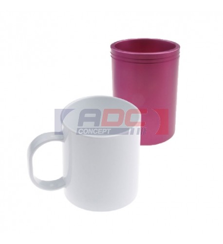 Mug polymère blanc brillant Ø 8,2 cm H 9,5 cm (vendu à l'unité)