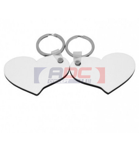 Porte-clé en MDF blanc brillant 2 coeurs (vendu à l'unité)
