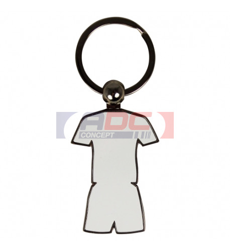 Porte-clé en métal tenue sportive maillot + short 5,1 x 3,6 cm (vendu à l'unité)