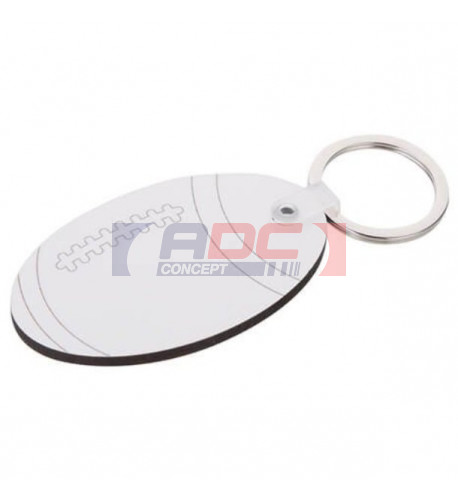 Porte-clé en MDF ballon de rugby 4 x 4,5 cm (vendu à l'unité)