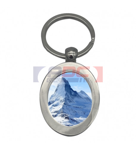 Porte-clé en métal argent brillant avec plaque aluminium ovale simple (vendu à l'unité)