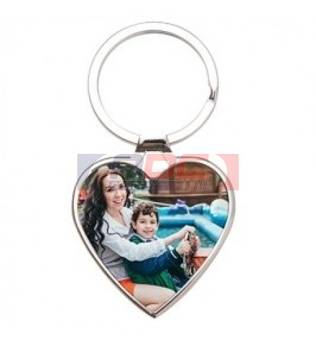 Porte-clé en métal luxe argenté cœur 4 x 3,8 cm (vendu à l'unité)