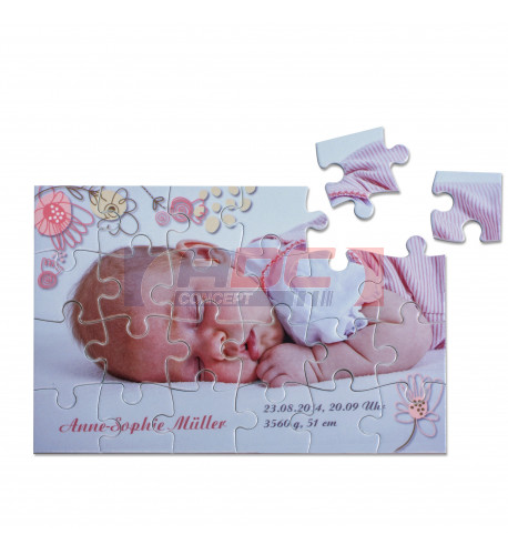 Puzzle blanc brillant 11 x 16,5 cm épaisseur 2 mm - 24 pièces