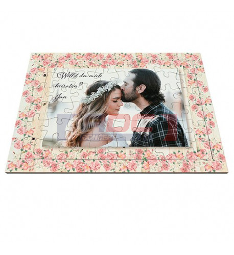 Puzzle blanc brillant en bois avec cadre 20 x 28,5 cm épaisseur 6 mm - 48 pièces (vendu à l'unité)