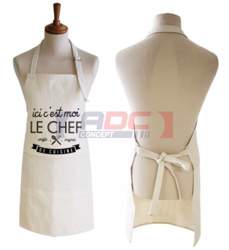 Tablier de cuisine en tissu imitation chanvre 83 x 63 cm 410 g/m² 100% sublimable (vendu à l'unité)