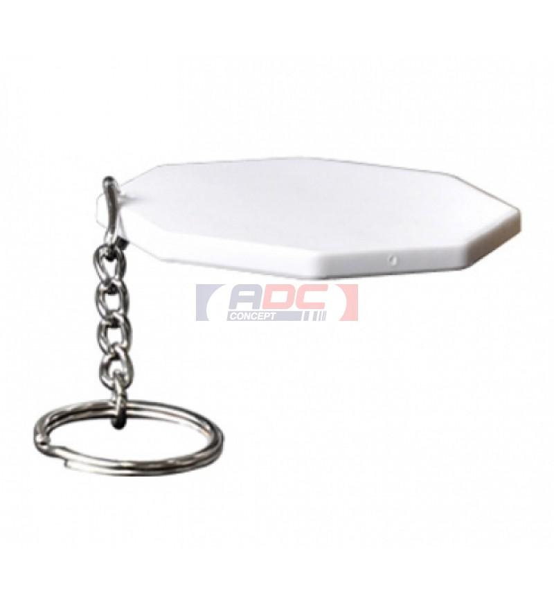 Porte-clé polymère blanc brillant octogonal Ø 4,4 cm (vendu à l'unité) -  ADC Concept
