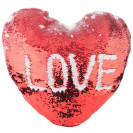 Housse de coussin coeur rouge 39 x 44 cm à sequins réversibles blancs pour sublimation (vendu à l'unité)
