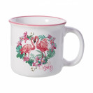 Mug en céramique émaillé avec bordure rose Ø 8,9 cm (vendu à l'unité)