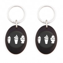 Lot de 100 porte-clés ovales acryliques BAGDERING CR-Z-25-2C - Marquage 2 faces