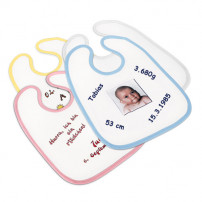 Bavoir bébé bordure couleur 30 x 35 cm - 55 % polyester lisse 45 % coton (vendu à l'unité)