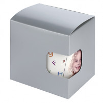 Boîte cadeau argentée avec fond à pliage automatique et fenêtre de visualisation 9,5 x 9 x 11 cm
