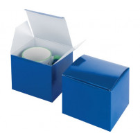Boite cadeau bleue avec fixation pour mug 13 x 12 x 10,5 cm