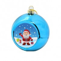 Boule de Noël Ø 8 cm coloris bleue à suspendre avec plaque sublimable (vendu à l'unité)