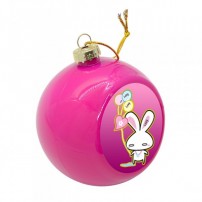 Boule de Noël Ø 8 cm coloris rose à suspendre avec plaque sublimable (vendu à l'unité)