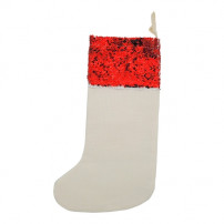 Chaussette de Noël en tissu imitation chanvre avec sequins sublimables rouge (vendu à l'unité)