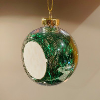 Boule de Noël en plastique Ø 8 cm aux cheveux d'anges verts (vendu à l'unité)